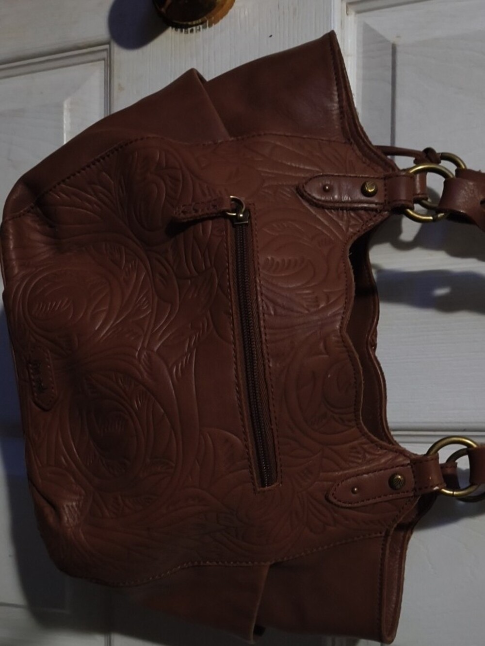 The Sak Brown Embossed Leather Shoulder Tote with Tassel - Picture 5 of 8